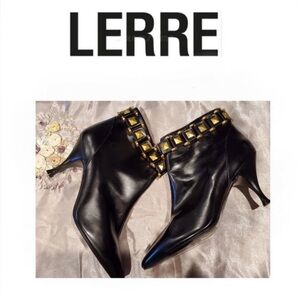 NWT Vintage  Lerre of Italy black & gold ankle boots 37/7